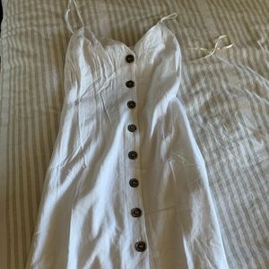 White linen dress w/ open back